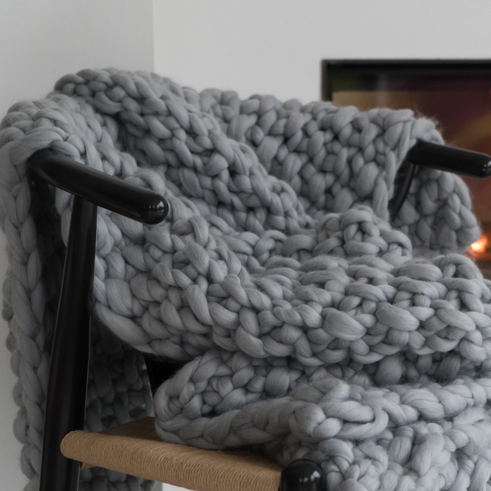 Large Merino Wool Chunky Knit Moss Blanket - Truly Majestic