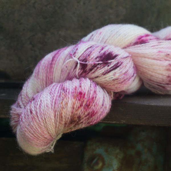 hand dyed speckled lace weight yarn